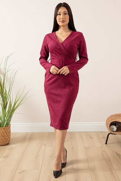 PULLIMM Rochie din piele intoarsa cu guler dublu cu curea 13407