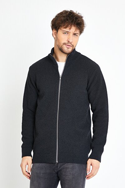 Matte Ζακέτα πουλόβερ Monaco Anthracite με φερμουάρ