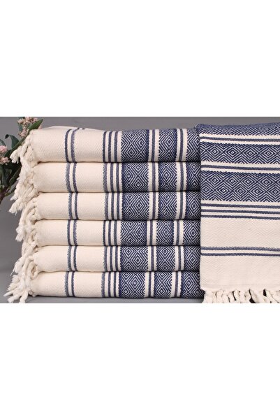 Kayra Export Naturel-lacivert Düğün Hediyesi, Mutfak Havlusu, 45x100 Cm Pamuk Havlu, Havlu, Çay Havlu,