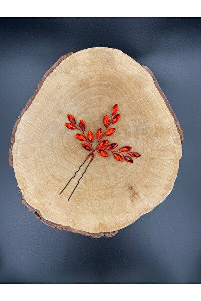 gelinmz Kırmızı Taşlı Taraklı Gelin Saç Tokası