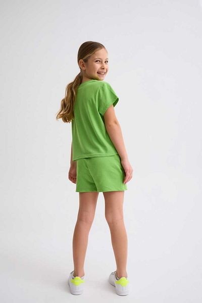 THERECOLOR Green Organic Two-Pocket Lace-up Shorts for Girls