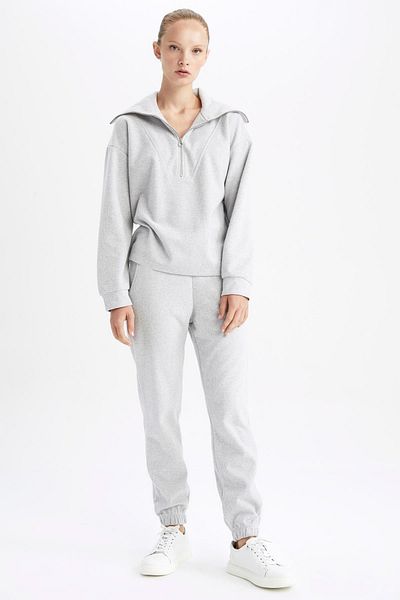 DeFacto Regular Fit Polo Neck Half Zipper Recycled Sweatshirt