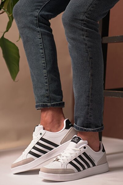 Aleza Shoes Wlkpower Beyaz Siyah Erkek Günlük Spor Ayakkabı