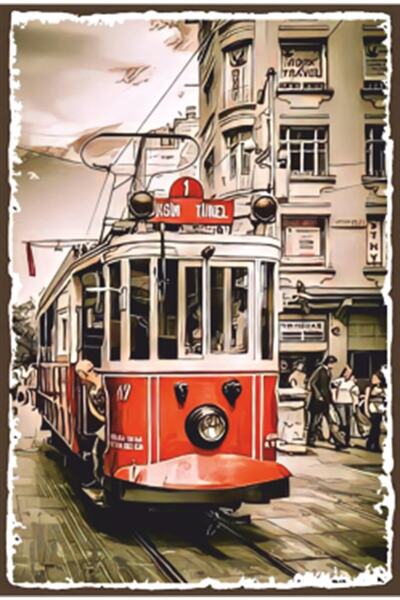 Hayat Poster Ρετρό ξύλινη αφίσα του Istanbul Taksim Beyoğlu Tram