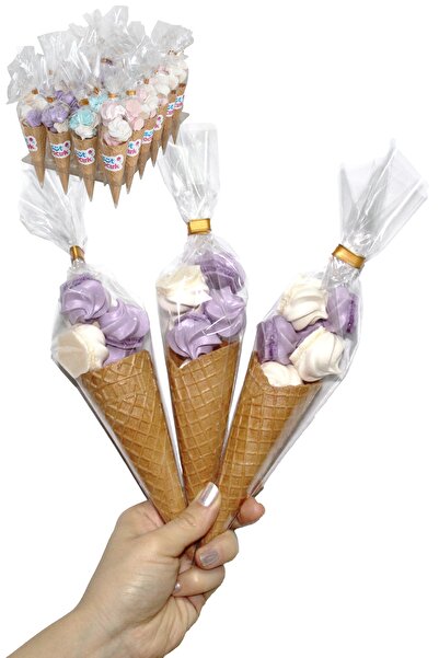 SÜT ÇOCUK Kornet Külah Beze 24 Adet Mor - Beyaz