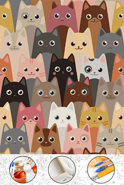 abbara Sayılarla Boyama Çerçeveli 40x50 Hobi Seti Tuval Fırça Boya Dahil Kasnaklı