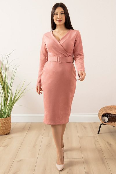 PULLIMM Rochie din piele intoarsa cu guler dublu cu curea 13407