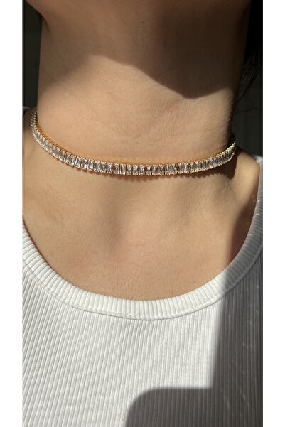 Vi store Altın Kaplama Baget Taşlı Choker