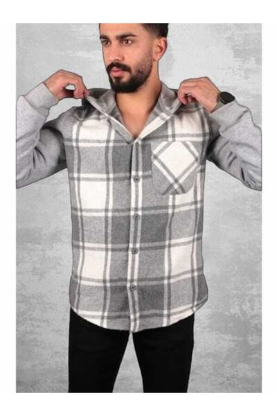 FBI Erkek Ekoseli Kapüşonlü Oduncu Gömlek 96094