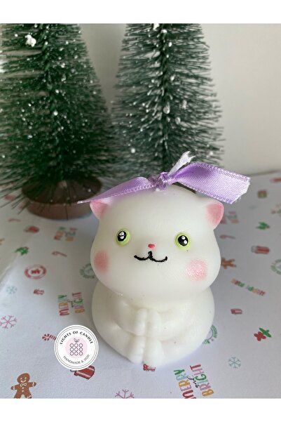 lıghts of candle handmade & 2020 Sevimli Kedicik Figürlü El Yapımı Vanilya Ko...
