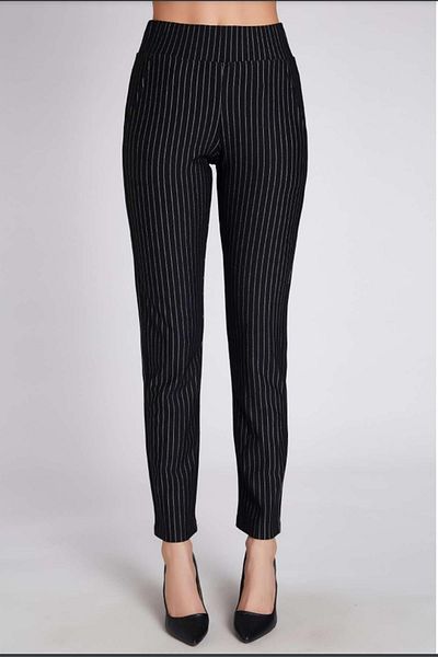 Oro verde Pantaloni negri cu dungi Chantal pentru damă