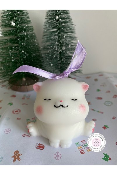 lıghts of candle handmade & 2020 Sevimli Kedicik Figürlü El Yapımı Vanilya Ko...