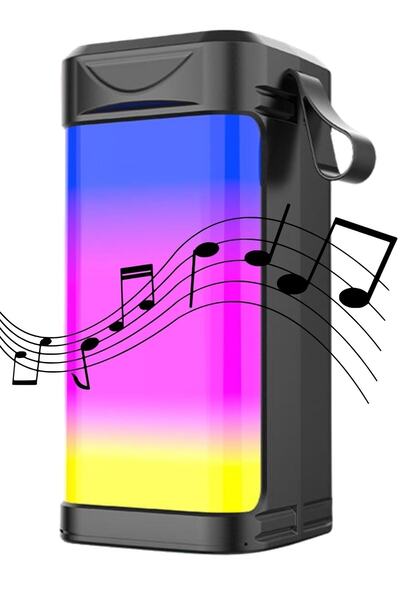 Buffer ® Usb Şarjlı Renkli Led Işıklı 1200 Mah 5w Portatif Müzik Sistemli Min...