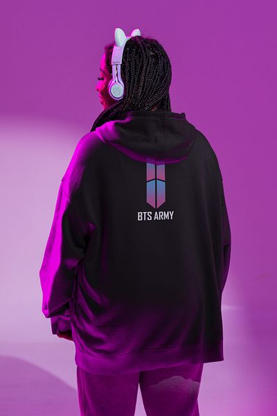 TST TEKSTİL Oversize Unisex Bts Army Back Printed Hoodie