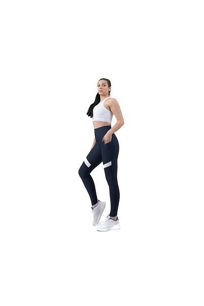 glintfit Αθλητικό κολάν Navy μπλε-λευκό με τσέπες κοπής με λέιζερ - Glint.2462