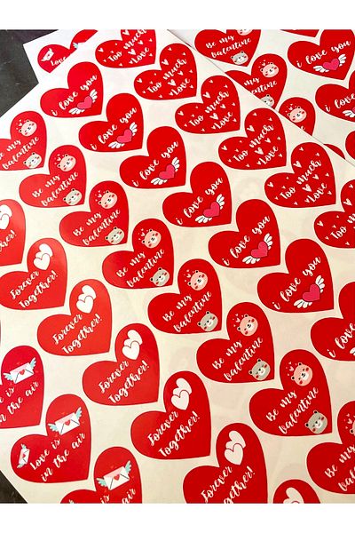 Hayal.kirtasiyesi Valentine's Day Series 45 Pieces 4 Cm Heart Sticker Adhesive Label