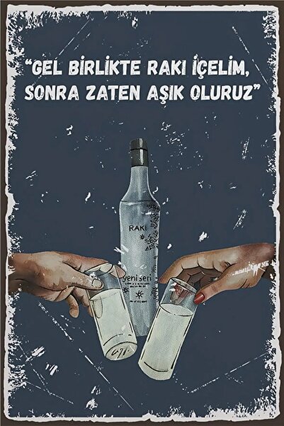 FİYONK HEDİYELİK Poster retro din lemn cu textul „Let's Drink Together” - Tab...