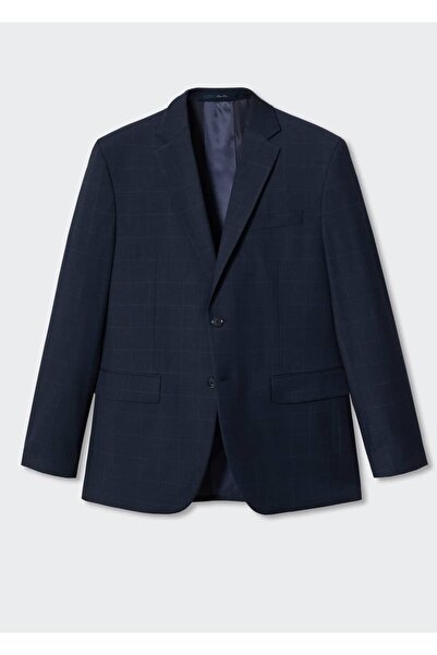 MANGO Man Dar Kesim Kareli Blazer Ceket