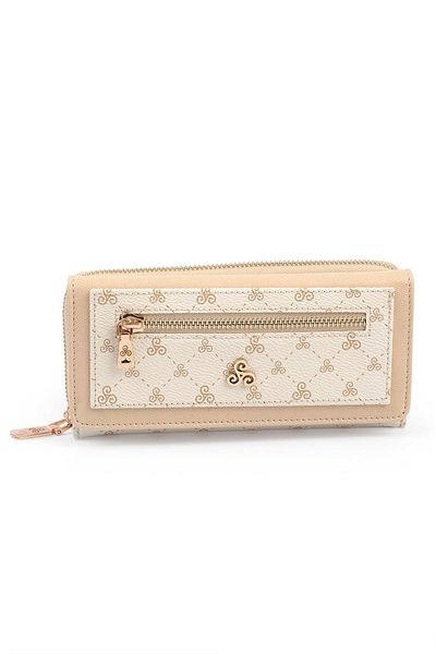 Ysmn Multi-Compartment Women's Wallet & Card Holder with Plenty of Eyelets and Zipper Beige Yc100002slg