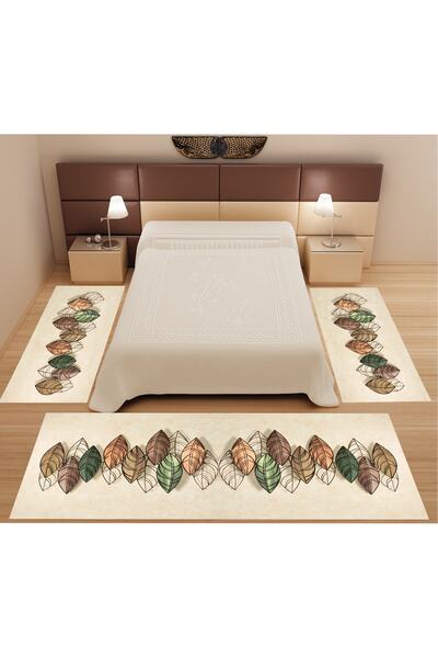 MİCOSA HALI Dijital Baskılı 3 'lü Yatak Odası Halısı Yolluk Takımı
