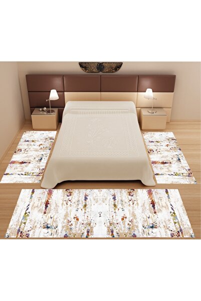 MİCOSA HALI Dijital Baskılı 3 'lü Yatak Odası Halısı Yolluk Takımı