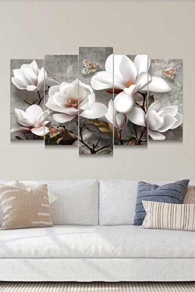 FARK TASARIM Çiçekler Orkide 5 Parçalı Mdf Tablo