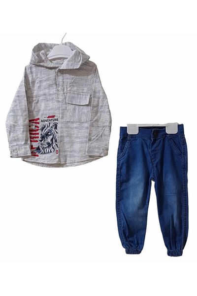 Babyboy Hooded Long Sleeve Shirt-Pants Set