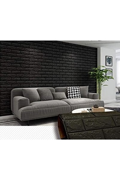 A'PIEU Kendinden Yapışkanlı Duvar Kağıdı Paneli Esnek Köpük Siyah Taş Desen Kaplama 50x70