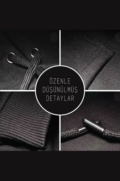 Cix Hanorac cu glugă oversize Sleeping Cat, negru