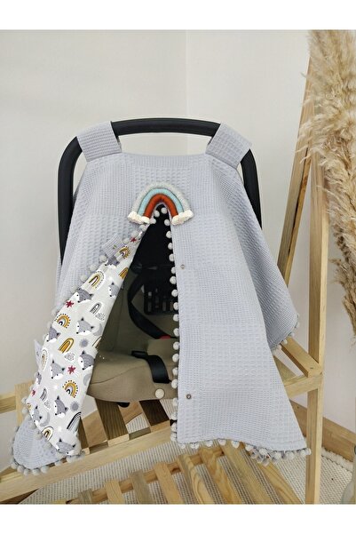 Raduga Collection غطاء عربة أطفال فردي مزدوج الجوانب رمادي قوس قزح وثعلب