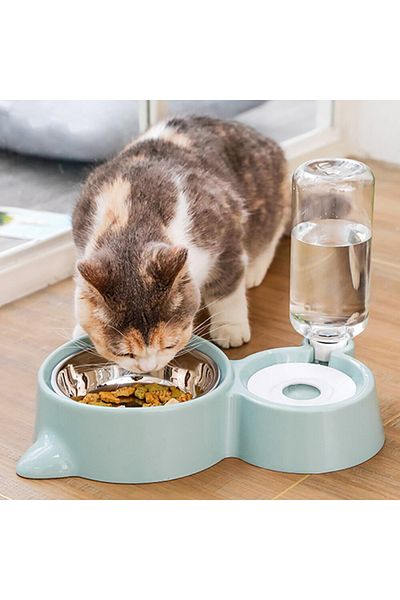 TechnoSmart Cat Dog Food and Water Bowl with Bowl Automatic Water Dispenser Large Size Storage