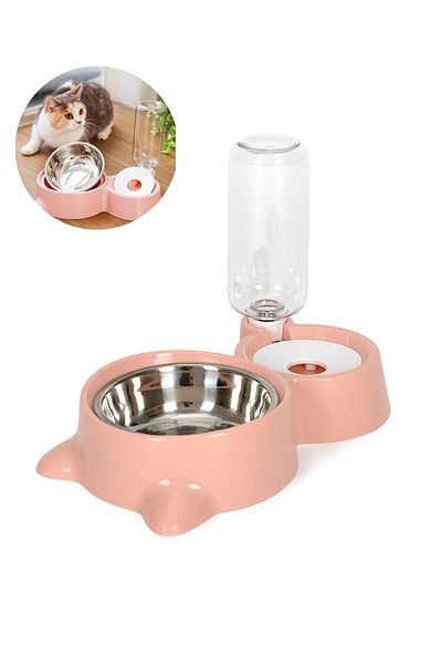 TechnoSmart Cat Dog Food and Water Bowl with Bowl Automatic Water Dispenser Large Size Storage