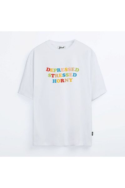 Shout Υπερμεγέθη μπλουζάκι Unisex με κατευθυνόμενη άγχος Horny Oldschool