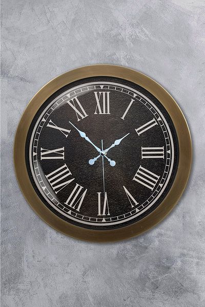 Kasva Concept Δώρο 36 εκ. Αντίκα Μεταλλικό Μαύρο Ρολόι τοίχου