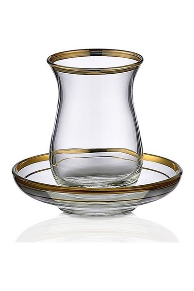 KCD Gold 12-Piece Tea Cup Set for 6 People