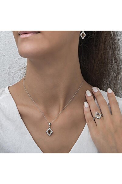 ALYANSEVİM Zultanit Taşlı Baget Gümüş Takı Seti