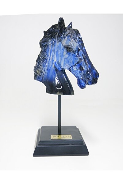 Missi Özel El Yapımı Dekoratif Mavi At Büst/Heykel