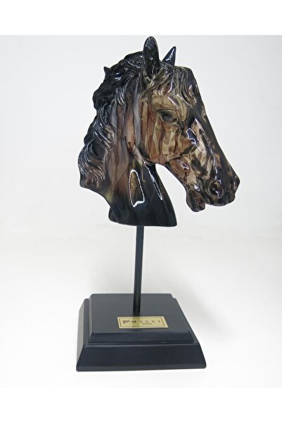 Missi Özel El Yapımı Dekoratif Koyu Kahve At Büst