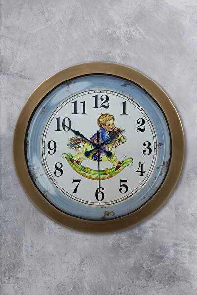 Kasva Concept هدية ساعة حائط معدنية عتيقة للأطفال مقاس 36 سم