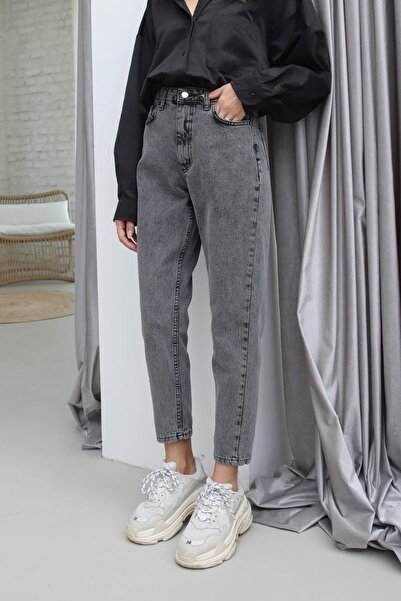 MAKRAS EXCLUSIVE Women's Smoked High Waist Lycra Mom Jeans Trousers (Buy 1 Size Larger)