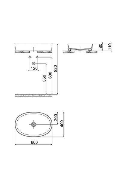 Creavit Lp160 Loop Tezgah Üstü Oval Çanak Lavabo 40x60 Cm