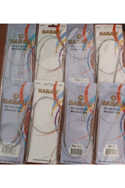 Yabalı 60 Cm Çelik Misinalı Titanyum Örgü Şişi Seti 8 Adet (2-2,5-3-3,5-4-4,5...