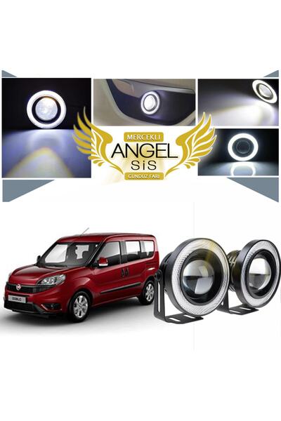 STS Oto Aksesuar Fiat Doblo D4 Uyumlu Universal Mercekli Led Angel Sis Farı 7...