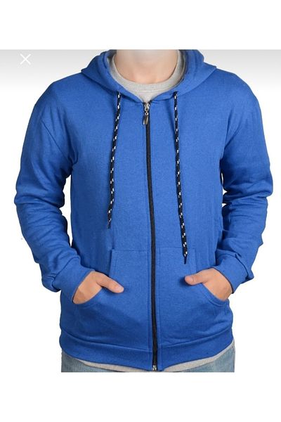 FATELLA Unisex Hooded Front Zipper Pocket Thin Combed Cotton Basic Sweatshirt Cardigan