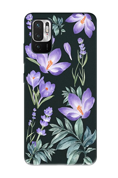 Spoyi Xiaomi Redmi Note 10 5g Kış Çiçeği Tasarımlı Siyah Lansman Telefon Kılıfı
