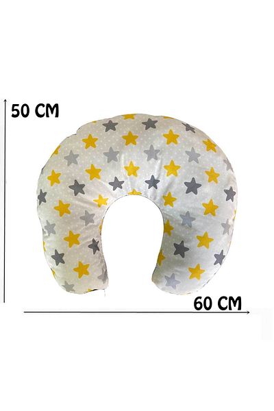 RevuBaby Double-Sided Nursing Pillow and Support Cushion Double-Sided Flat Head Syndrome Yellow Pattern