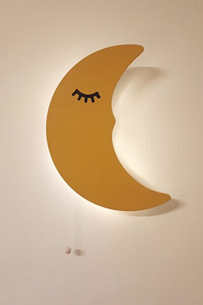 Coolkids Studio Aydede Naturel Ahşap Gece Lambası, Pilli Led Aydınlatma, Sarı