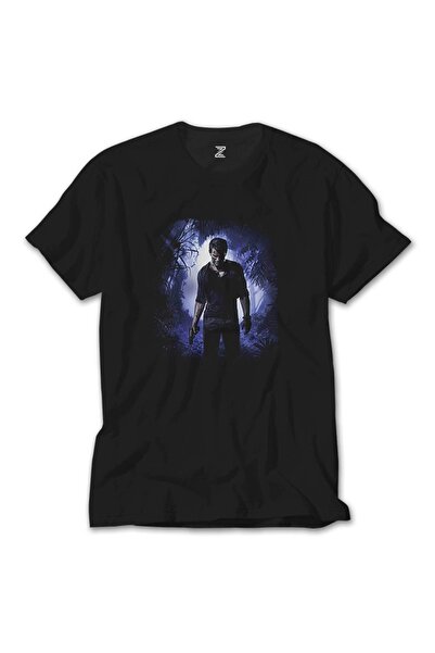 Z zepplin Черна тениска с надпис Uncharted 4 Nathan Drake