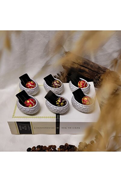 E.M.S AVM 6 Adet Gümüş Hasır Desen Kahve Yanı Sunumluk Lokumluk Ikramlık En: ...