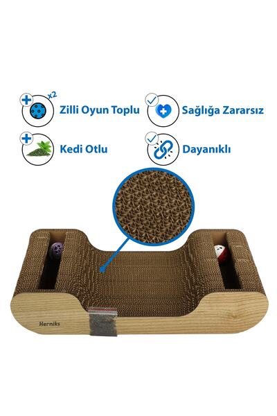 Herniks Natural Cat Scratching Cardboard with Herb and Bells 44 cm Hr2022